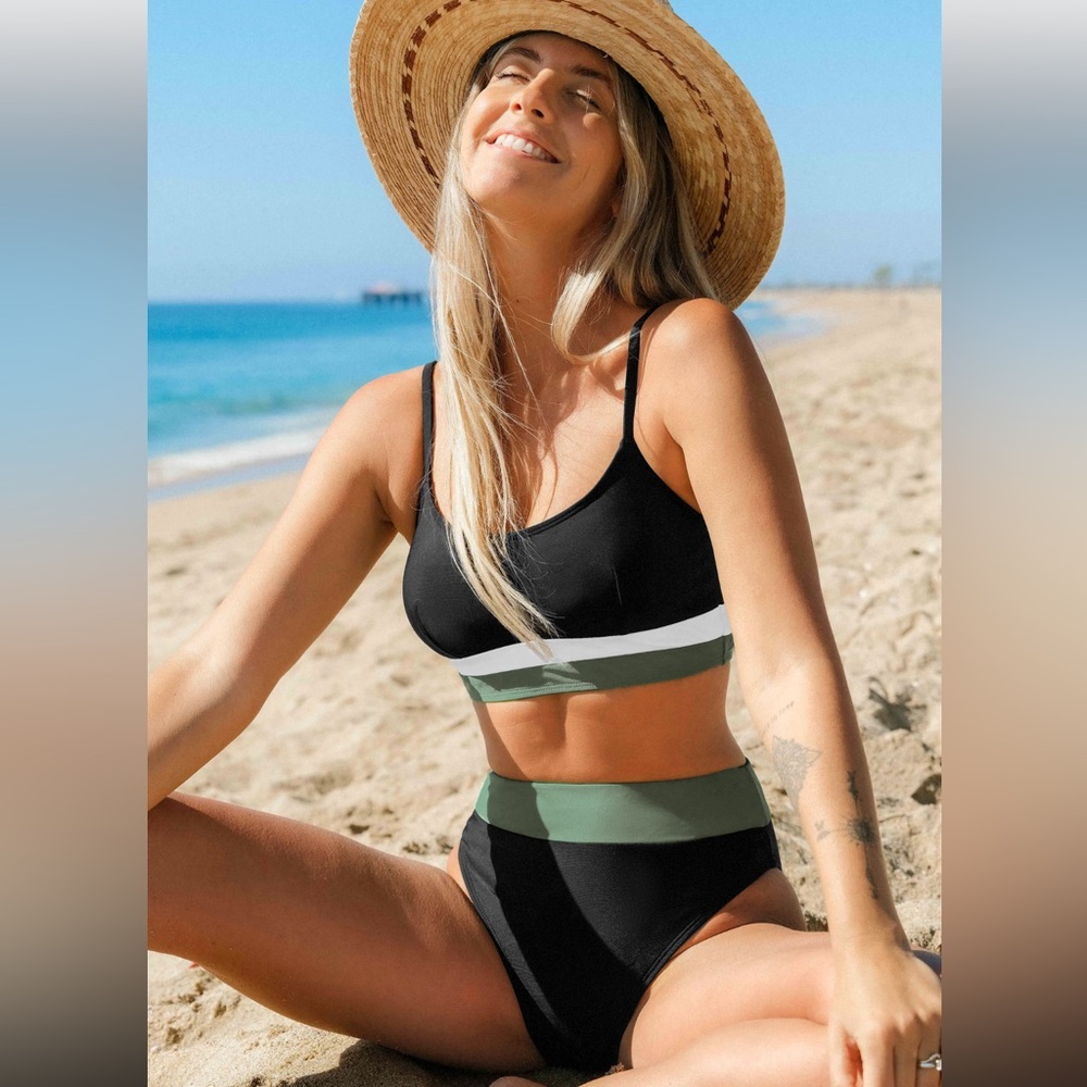 #51 Cupshe Black and Olive Bikini Set